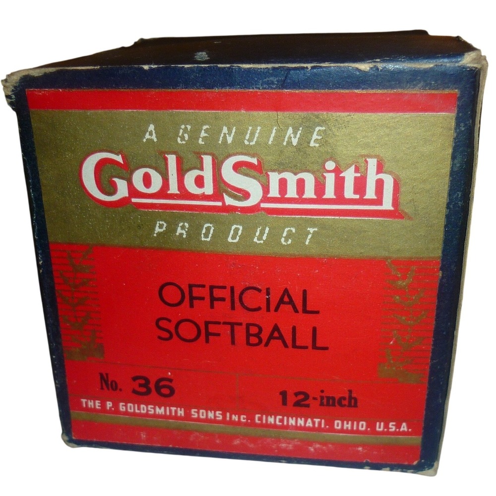 Vintage GoldSmith No. 36 Official 12-inch Softball with Original Box Made in USA
